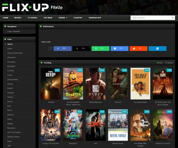 Screenshot of FlixUp