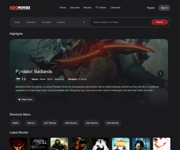 Screenshot of RidoMovies