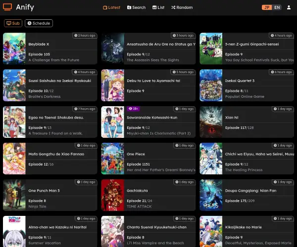 Screenshot of Anify
