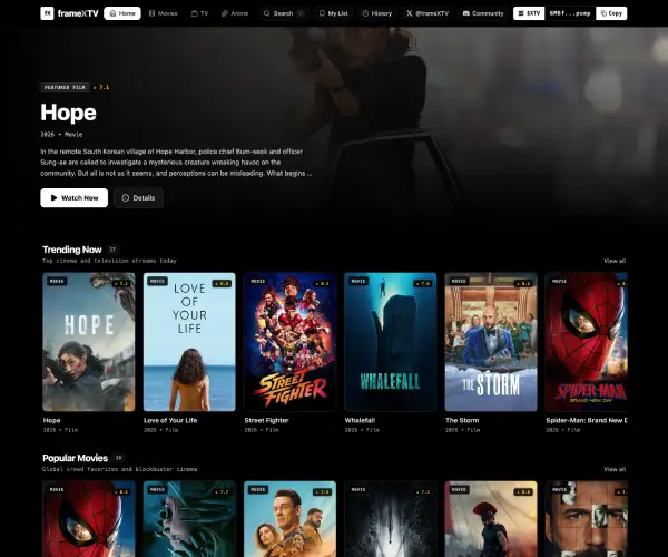 Screenshot of FrameXTV