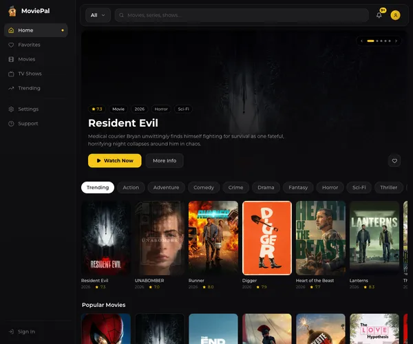 Screenshot of MoviePal