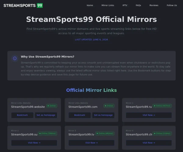 Screenshot of StreamSports99