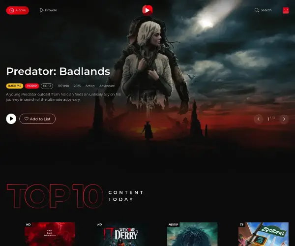 Screenshot of yFlix
